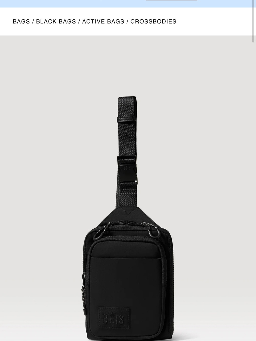 BEIS Black Men's Sling Crossbody Pack